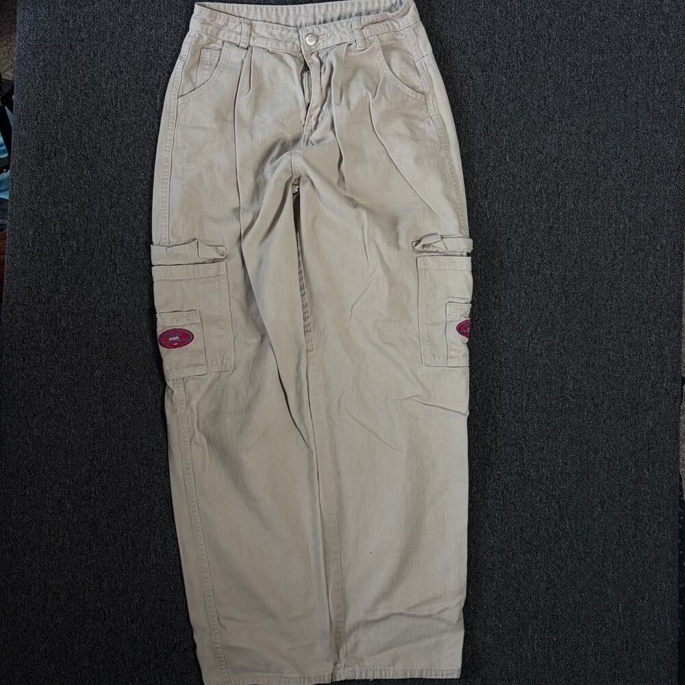 Vintage Y2k Light Grey Wake Surf Cargo Barrel Leg Baggy Pants Women's Small